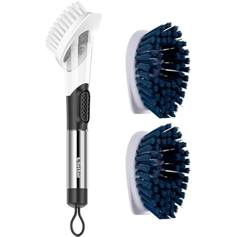 NileHome Dish Brush with Handle and 2-Pack Dish Brush Refills Replacement Heads Cover