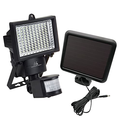 Maclean MCE442 Lampe solaire LED Spot avec détecteur de mouvement Projecteur solaire Lampe murale crépusculaire IP44 6 W 360 lm 6000 K (1 x Stück), Noir