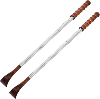 HANABASS 2 Piezas De Masajeador De Espalda De Sándalo Con Cosquillas Extensible Con Forma De Garra Para Picazón Color Marrón Claro De Acero Inoxidable