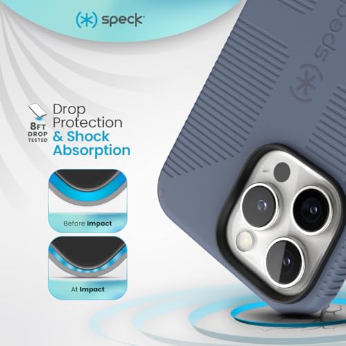 Image of Speck CandyShell Grip Case - iPhone 16 Pro Slim MagSafe - Mystery Blue /Faded Denim
