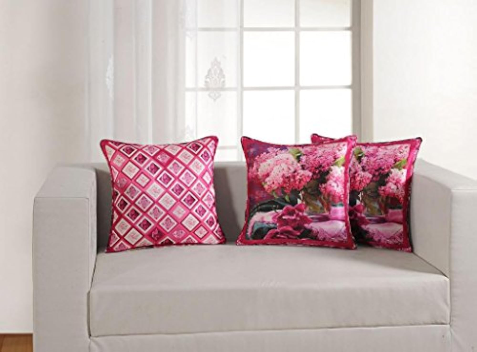 Deco Printed Vibrant Color Cushion Cover Set, 16x16