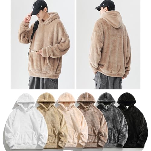 Qozys Fluffy Hoodie, Qozys Hoodie for Men, Fuzzy Sherpa Sweatshirt Pullover Hoodies for Men & Women,2