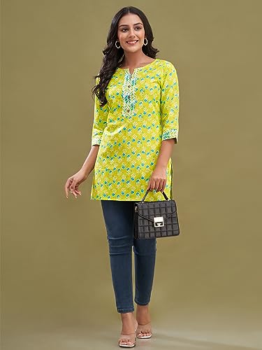Image of feranoid Women Cotton Printed Short Kurti | Short Kurti for Women | Printed Cotton Kurti