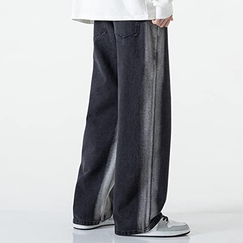 Baggy Jeans Men Elastic Wide Leg Relaxed Fit Denim Pants with Pockets Fashion Contrast Casual Jean Trouser Streetwear4