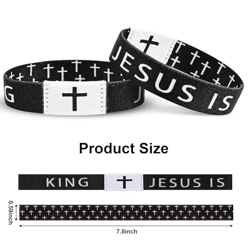 Daily Bible Verse Jesus is King Bracelet, Christian Jesus Wearable Bracelet Wristband for Women Men Black4