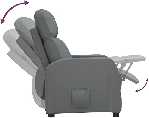 Miniatura 7 de vidaXL Silla reclinable de piel sintética antracita, solución de asiento moderna, ajustable, construcción de madera contrachapada y hierro, diseño