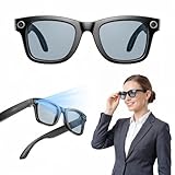 Smart-Brillen, Fotoerkennung, Video, Bluetooth-Anrufe, Musik, KI-Fragen und -Antworten, Aufnahme, Unisex-Brille, Synchronisierung mit Handy-App, HD-Kamera (schwarz)
