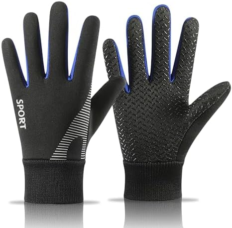 （03:30時点） 【暖かさ100%】 防寒手袋 手袋 キッズ 【撥水加工技術・動きやすい中厚手】 防寒グローブ 子供用手袋 タッチパネル対応 防風 保温 男の子 滑り止め 自転車グローブ サッカー手袋 インナー手袋 スポーツ 通学 (S-ブルー, L)