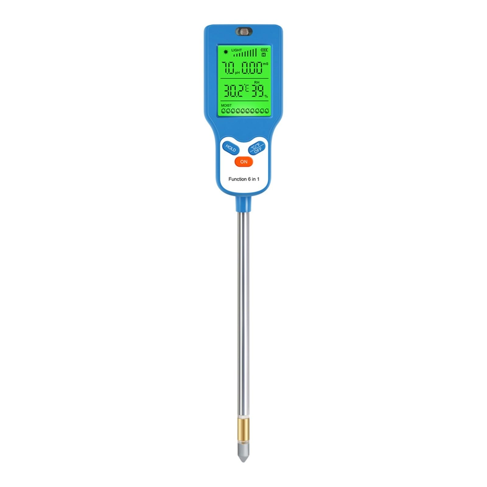 JVDDI 6in1 Soil Tester PH Temperature Humidity Air Moisture Nutrient Fertility Meter Soli Detector