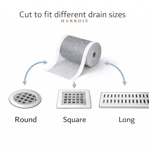 Image of Drain Hair Catcher 5 Meter Roll | Self Adhesive Shower Drain Filter Mesh | Bathroom Floor Drain Hair Trap | Kitchen Sink Strainer Net | Cut to Size Disposable Anti Clog Drain Protector