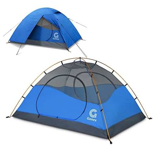 Gonex Tienda de Campaña 2 Personas, Tienda de Camping Ligero Impermeable Anti Viento, Tienda Domo para Senderismo Excursionismo Trekking Mochileros Montañismo Acampar Escalada Viaje, Fácil de Montar