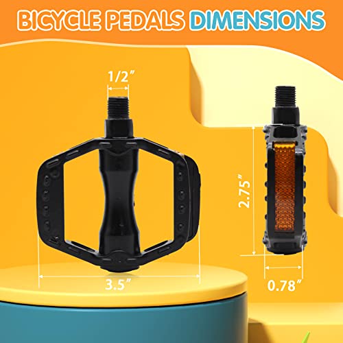 Kids Bike Pedals With 1/2 Inch Spindle Aluminum Alloy Youth Sized Bike Pedal Ultra Strong For 12 14 16 18 20 Inch Children Bike（1 Pair #TOP4