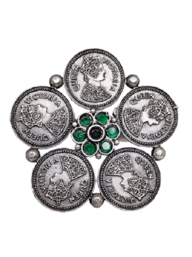 El Regalo Big Coin Flower Oxidized Finger Ring- Designer Victorian Cocktail Coins Adjustable Finger Ring for Girls & Women (Green) (B09KTF5BNS) Amazon Price History, Amazon Price Tracker