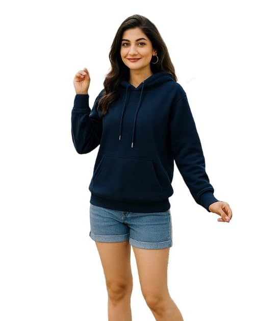 Image of Women Sweatshirt with Hoodies, Hooded Neck Regular Fit Long Sleeve Womens,Solid Hooded Cotton Fleece for Women