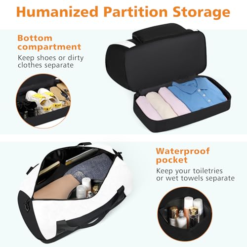 Image of Travel Weekender Bag for Women, 21 inch Overnight Bag with Shoe Compartment 50L Large Travel Duffel Bag Carry On Tote for Weekend, Overnight, Business Trips, Water Resistant, S-White, Large, Travel