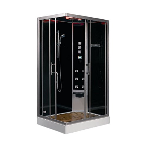 EAGO Dampfdusche DZ954F8 schwarz/ 100×80/ rechts