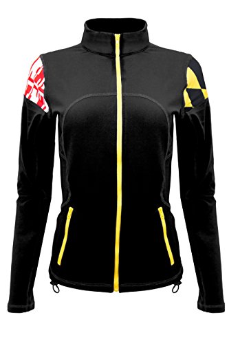 Maryland Flag Women's Yoga Track Jacket (Black, Medium)