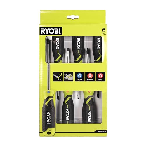 Jeu de 6 tournevis magnétiques RYOBI RHSDS6PC Embouts PH PZ SL Poignées ergonomiques antidérapantes - vue 6