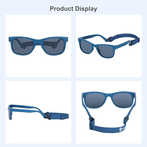 Image of COCOSAND Flexible Polarized Baby Sunglasses with Strap | UV Protection, Bendable, For Toddler Infant Newborn Girl Boy, Age 0-24 Months