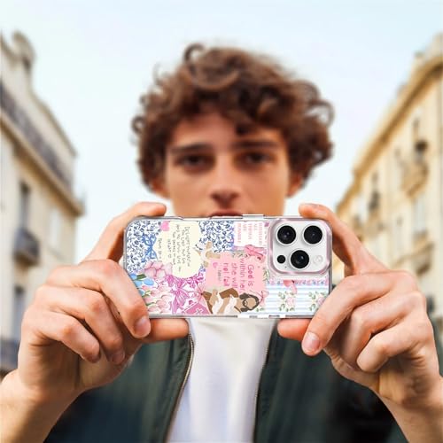 COTAIL Clear Case for iPhone 16 Pro, [Magnetic Charging Compatible][Military-Grade Protection][Anti-Yellowing] Shockproof Slim Magnetic Phone Case for iPhone 16 Pro, Pink Jesus Collage - image 7