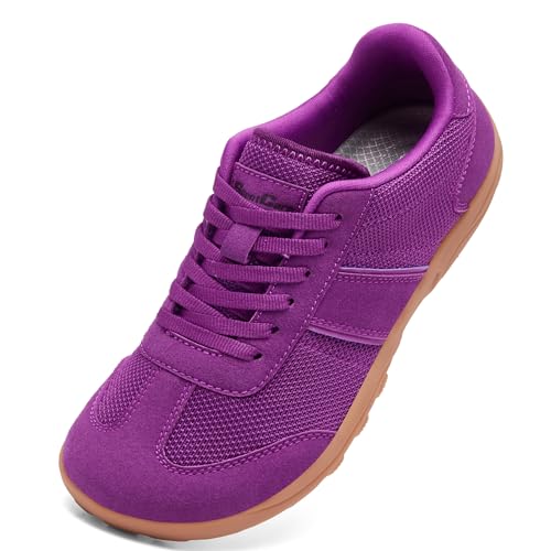 SILENTCARE Women's Barefoot Casual Shoes Wide Toe Box Sneakers Minimalist Trail Running Zero Drop Size 9 Width Hiking Walking Minimus Gym Outdoor Non Slip Workout Athletic Fashion Fitness Purple