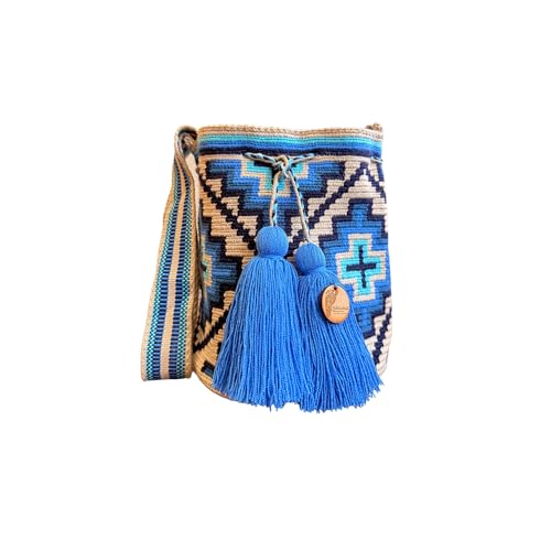 Wayuu bag, Mochila Medium, Solid Strap, Woven Crossbody Bucket Bag, shoulder Ethnic Crochet