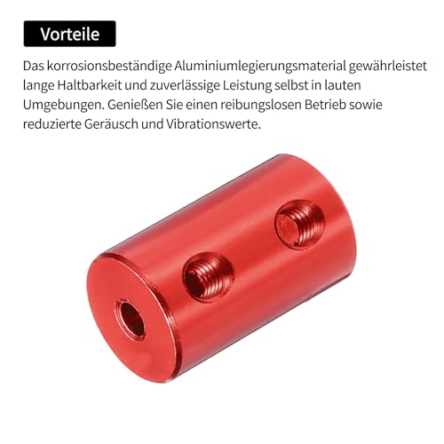 QUARKZMAN Wellenkupplung Verbinder mit Bohrung von 3mm-5mm Länge 20mm φ 12mm 6 Pcs Wellenkupplungen M4 Aluminiumlegierung Starre Kupplung für Auto Motorzubehör 3D-Drucker DIY-Roboter Rot