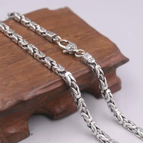 Collier en Argent 925 véritable pour hommes et femmes avec chaîne Byzantine de 4mm de large