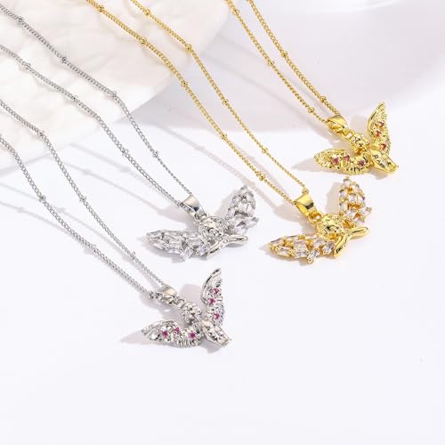 Collier de luxe léger déesse Cupidon en cuivre plaqué or 18k