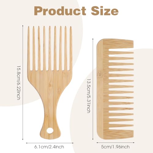 Peine de Madera para Barba y Cabello 2 Piezas miniatura 2