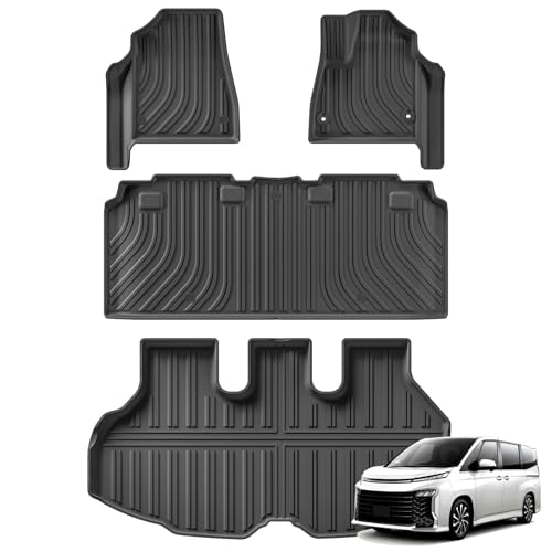トヨタ ヴォクシー ノア90系 全グレードに対応 フロアマット+ラゲッジマット NOAH VOXY 90系 2022年1月-現行 立体カーマット トランクマット 車種専用設計カーマット TPE素材 防水 滑り防止 耐汚れ 取付簡単 カスタムパーツ アクセサリー (1-2列目フロアマット+トランクマット)