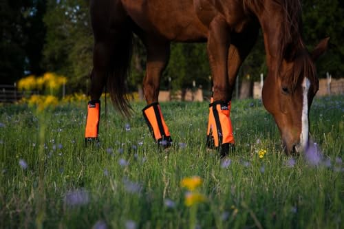 Warrior Fly Boots for Horses - Breathable Mesh Horse Boots for Fly Protection & Leg Comfort - Set of 4 (Knight Warrior, Neon Orange) - Image 3