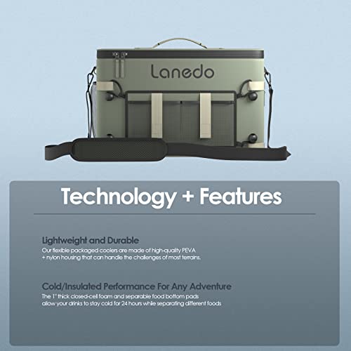 Lanedo 34-Can Multi-Functional Collapsible Soft-Sided Cooler - Leak-Proof Beach Cooler, Portable Ice Chest, And Travel Cooler For Food Shopping, Camping, Kayaking, Fishing, Multi-Person Lunch Bag! #TOP3