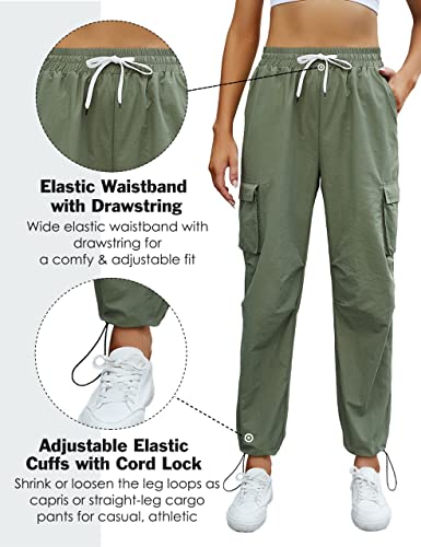 Blooming Jelly Women's Waterproof Hiking Pants Lightweight Cargo Pants Quick Dry Jogger Pants For Women With Pockets Loose Fit (Small, Army Green) #TOP2