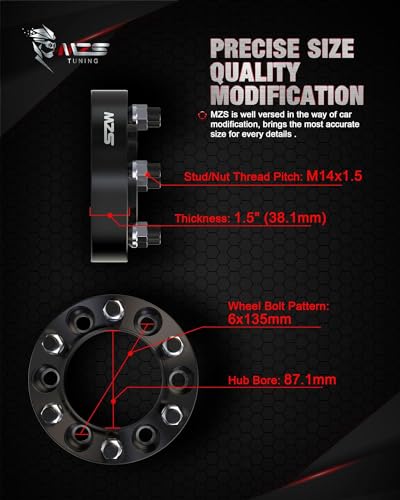 Image of MZS 6x135 Wheel Spacers 1.5 inch 87.1mm M14x1.5 for 2015-2026 F150 4Pcs
