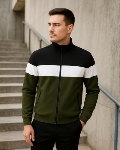 Image of Men's Lightweight Windcheater Zipper Jacket - Gym, Rider Winter Jacket for Men - Thin Wind Sheeter Zip-up Sports Jacket for Man
