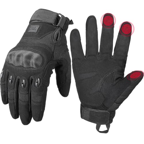 Image of KEMIMOTO Tactical Gloves for Men, Touchscreen Motorcycle Gloves with Hard Shell & Palm Padding for Sports Motorcycle Cycling Tactical Airsoft Paintball Hunting Hiking Camping Climbing