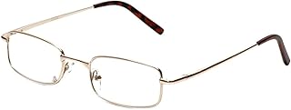 Calabria 753 Rectangle Reading Glasses +4.50 Gold Men Women Designer One Power Distortion Free Readers Adjustable Nose Pads