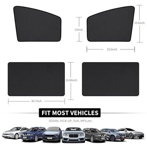 aokway Car Side Window Sun Shade, Universal Magnetic Curtain for Baby and Kids with Sun UV Protection, Reduce Damage from Direct Bright Sunlight and Heat 4 pcs