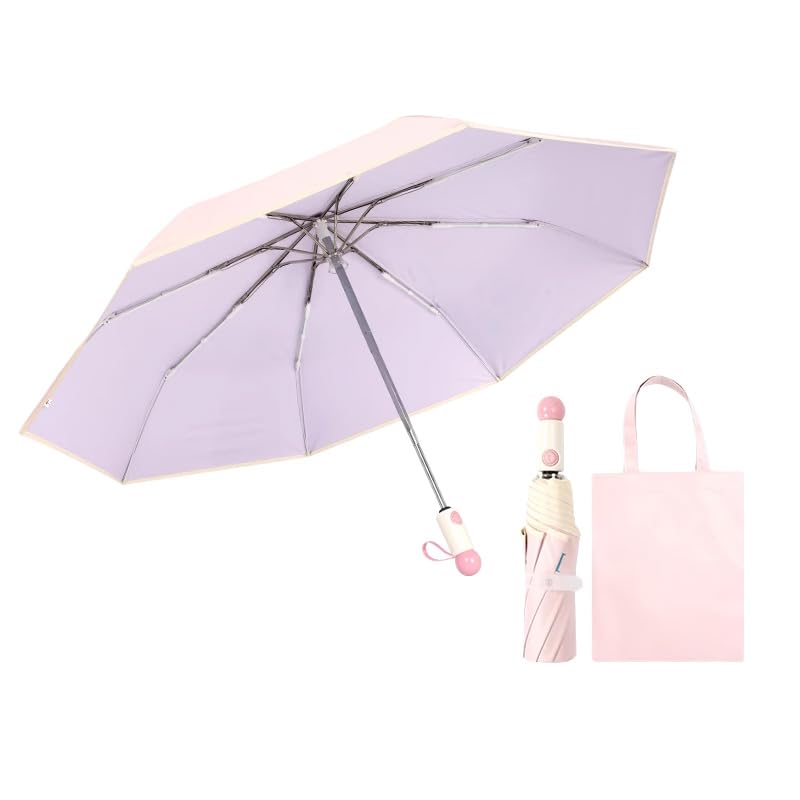 Macaron style Automatic Travel Folding Umbrella with Spherical Decoration Handle and Clear Buckle for Women Kids Girls 8