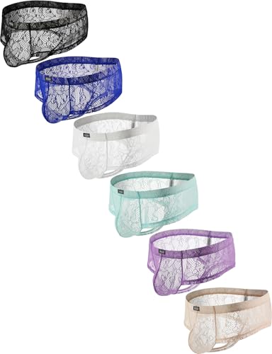 iKingsky Men's Cheeky Thong Underwear Brazilian Back Mens Under Panties Sexy Lace Boxer Briefs