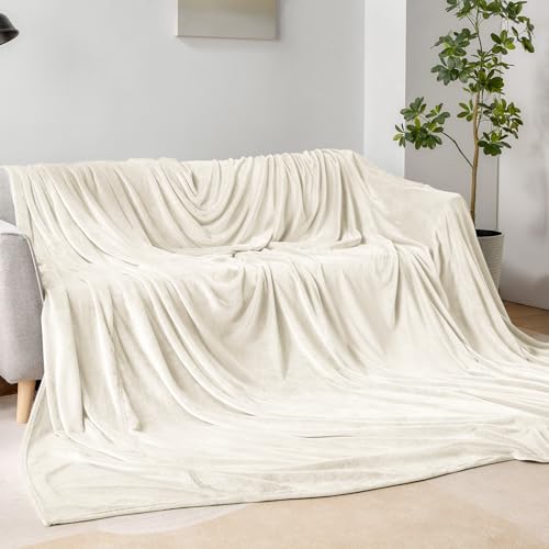 BEDELITE Fleece Blanket Extra Large Blankets for Bed, Luxury Plush Cozy Fuzzy Blanket 120x120 inches, Super Soft Warm Lightweight Throw Blanket All Seasons Suitable, Cream
