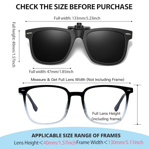 Trysee® Kids Clip on Sunglasses Over Prescription Glasses for Age 6-12 Boys Girls Polarized UV400 Protection Flip Up TSCO-J314