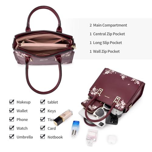 Image of Pomelo Best Purses and Handbags for Women with Multiple Pockets, Leather Top Handle Satchel Fashion Tote Shoulder Bags Ladies