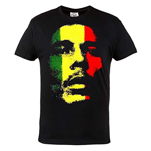 Rule Out Herren Reggae T-Shirt. Bob Marley. Musik. Casual. Schwarz (Größe Large)