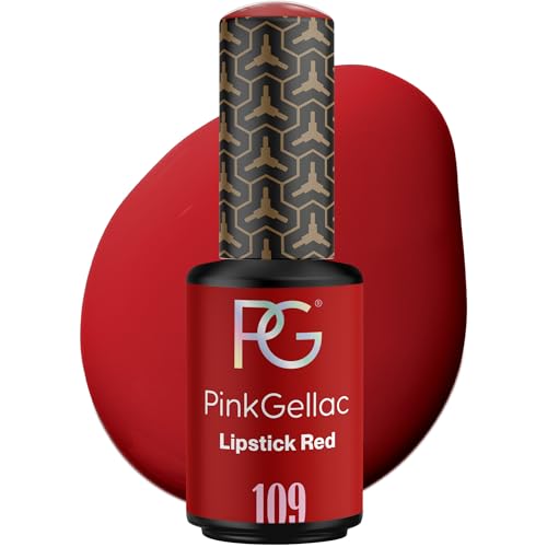 Pink Gellac Semipermanente Gel Unghie – 109 Lipstick Red 8 ml – Smalto Semipermanente per Lampada LED Unghie – Applicazione Facile – 14 Giorni di Qualità da Salone – Smalto Gel Realizzato in Olanda