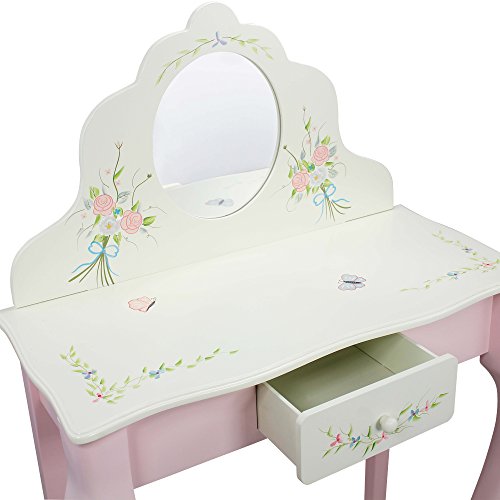 Fantasy Fields - Bouquet Thematic Kids Classic Vanity Table and Stool Set with Mirror | Imagination Inspiring Hand Crafted & Hand Painted Details Non-Toxic, Lead Free Water-based Paint - Thumbnail 5