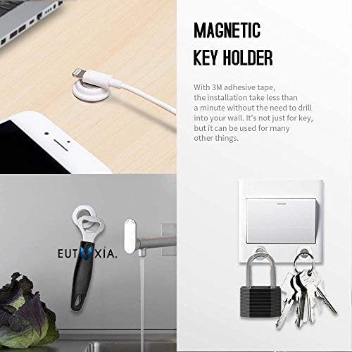 Eutuxia Magnetic Key Holder for Wall - Get Your Car & Home Keys Easier and Faster. Heavy Duty Magnets, Wall Key Holder, No Drilling, 3M Key Hook. [6 PK] - Thumbnail 3