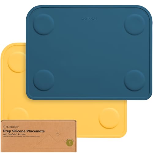 Image of KeaBabies 2pk Silicone Placemats for Toddlers, Kids - 12x9 Non Slip Suction Baby Silicone Placemat for Restaurants, Dining Table,Travel, Easy to Clean,Food Grade/BPA-Free,Small Baby Table Mat(Valiant)