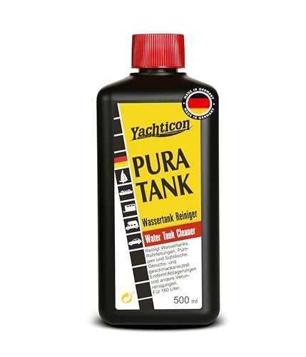 Yachticon® Pura Tank Wassertank-Reiniger - Chlorfrei für Wohnmobil, Boot und Caravan, einfache Anwendung - Ideal für Frischwassertanks - Wasseraufbereitung Wohnmobilzubehör - Made in Germany (0,5L)